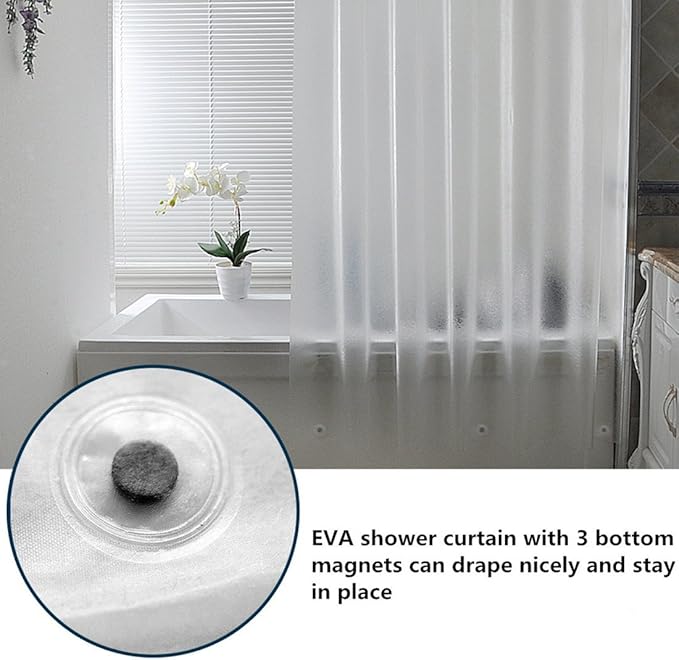 AooHome Frosted Shower Curtain Liner 8G Eva Extra Long Shower Curtain 72x78 Inch with Heavy Duty 5 Bottom Magnets, Thick Shower Liner for Shower Stall, Bathtubs, Semi Transparent