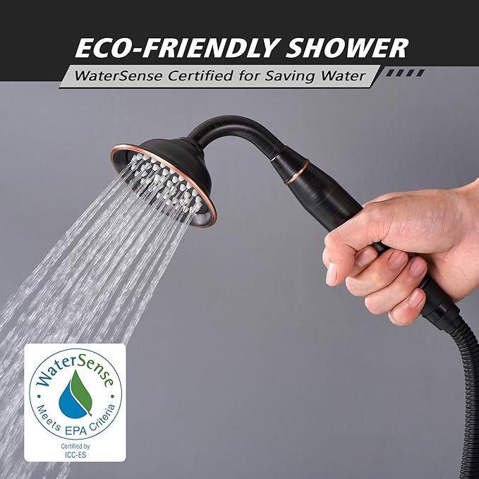 SUMERAIN Oil Rubbed Bronze Wall Mount Bathtub Faucet with Hand Held Shower, Classic High Flow Tub Filler, Rough-in Valve Included