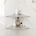 FerdY 2-Pack 10" Brushed Nickel Recessed Corner Shower Shelf, for Tiled Bathroom Walls, 304 Stainless Steel Floating Shower Shelf, Shower Caddy Storage Shelves, No Drilling Required, Point Triangle