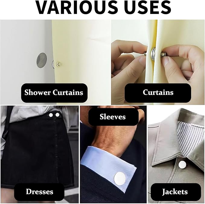 Curtain Magnets, Kaluofan 40Pairs Curtain Magnets Closure with 40Pairs Self-Adhesive Patch, Magnetic Curtain Clips Prevent Light Leaking, Keep Curtain Closed for Home Bedroom Bathroom Office Draperies