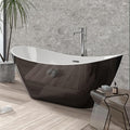 67 Inch Acrylic Soaking Bathtub, Modern Stand Alone Tub for Adults with Sloped Backrest, Chrome Drain & Overflow, cUPC Certified, Easy Installation, White Oval Bath