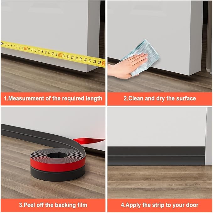 Door Seal Strip for Door Frame, 20ft Silicone Shower Glass Door Seal Strip, Door Gap Filler Bottom & Side Sealing Strip, 2 Inch Wide