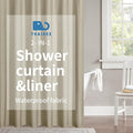 2-in-1 Waterproof Long Fabric Shower Curtain or Liner,Linen Textured,78 Inch Breathable TPU & Washable Bathroom Shower Curtain Set with 12 Plastic Hooks,Modern,72"x78" Khaki