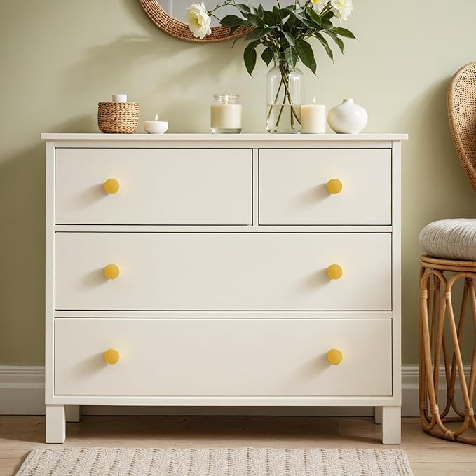 Ravinte 15 Pack Cabinet Knobs Earthy Yellow Kitchen Cabinet Knobs Round Dresser Drawer Pulls Closet Door Pulls 1-1/5 Inch