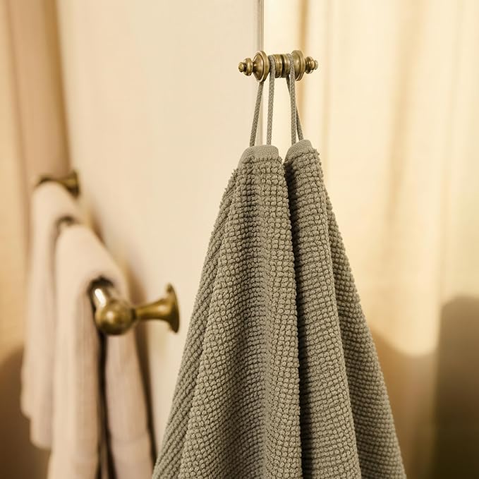Preston Lane Douro Hand Towel Set – 2 Pack Luxury Cotton Towels, Ultra Soft & Absorbent, Quick-Dry Spa-Quality Bathroom Towels, Made in Portugal, Eucalyptus