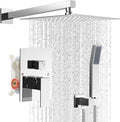 Shower Faucet set with Shower head, Wall Mount 10 Inch Square Rainfall Shower Head and Handle Set Single Handle Shower System Set with Female Threads Valve Body and Trim Included (Chrome)