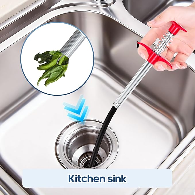 22 '' Flexible Grabber Claw (4 Claws), Drain Snake with Tweezers, Bendable Hose Grabber Reacher Tool, Retractable Drain Clog Remover Tool, Pickup Tool for Bath Tub, Toilet, Kitchen Sink & Sewer