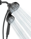 Cobbe High Pressure 3-Way Shower Head Combo, Hand Held Shower & Rain Shower Separately or Together, Dual 2 in 1 Showerhead with Stainless Steel Hose - Black