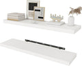 Fun Memories White Floating Shelves 36 Inch Long, Rustic Farmhouse Bathroom Shelves Over Toliet, 36 x 8 Inch Floating Shelves for Wall, Deep Wall Shelf for Living Room, Kitchen, Bedroom, Set of 2
