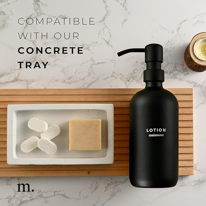 MaisoNovo Soap Dispenser 2-Piece Set | 16.9oz Black Bottles with Black Stainless Steel Pumps