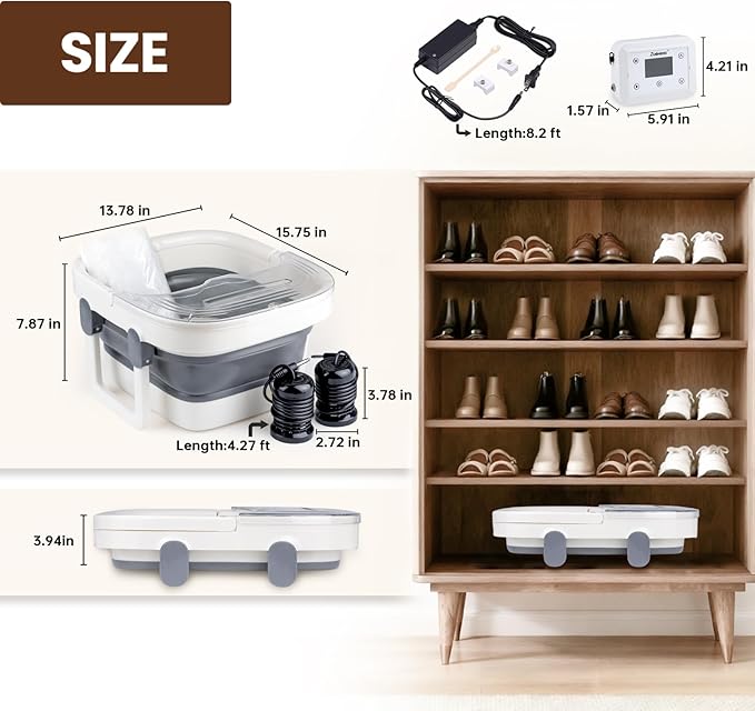 Bluetooth Ionic Foot Bath Detox Machine for Home Spa Use, with App Control, Foldable Soaking Tub, 2 Ion Arrays, 100 Basin Liners, Timer for Natural Body Detoxification