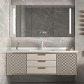 68IN Modern Bathroom Vanity - Wall-Mounted Bathroom Cabinet with LED Light | Intelligent Defogging Mirror Cabinet Includes Time Display Function, 2 Drawers & 2 Storage Cabinets (Style A)