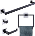 Bathroom Towel Bar Holder Sets Black and Polished 4-Piece Bathroom Hardware Set Stainless Steel Bath Accessories Kit. Wall Mounted,23.6 Inch