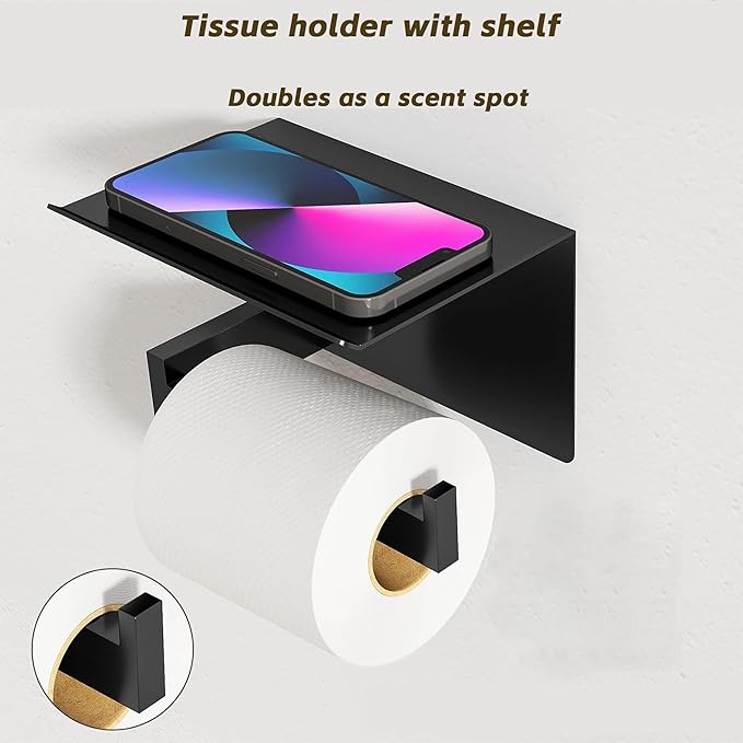 16-inch Black Towel Rack Set, SUS304 Stainless Steel Bathroom Wall-Mounted Towel Rack Bath Accessory Set, Matte Black Bathroom Hardware Set