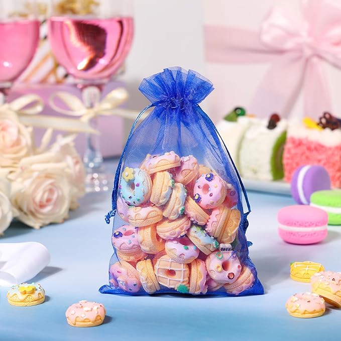 Hopttreely 100pcs Organza Bags with Drawstring, 4 x 4.72 inch Little Mesh Gift Pouches Mini Candy Bags for Small Presents Jewelry Earrings
