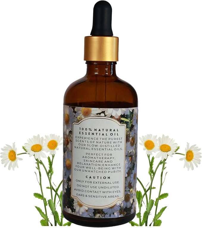 Luxurious Chamomile Essential Oil by Enhanced Essentials|Pure & Slow Distilled|for Diffusers,Skin Care, Aromatherapy, Bath,Massage,Perfume,Gifting,Soap & Candle Making|with Glass Dropper|3.38 fl oz
