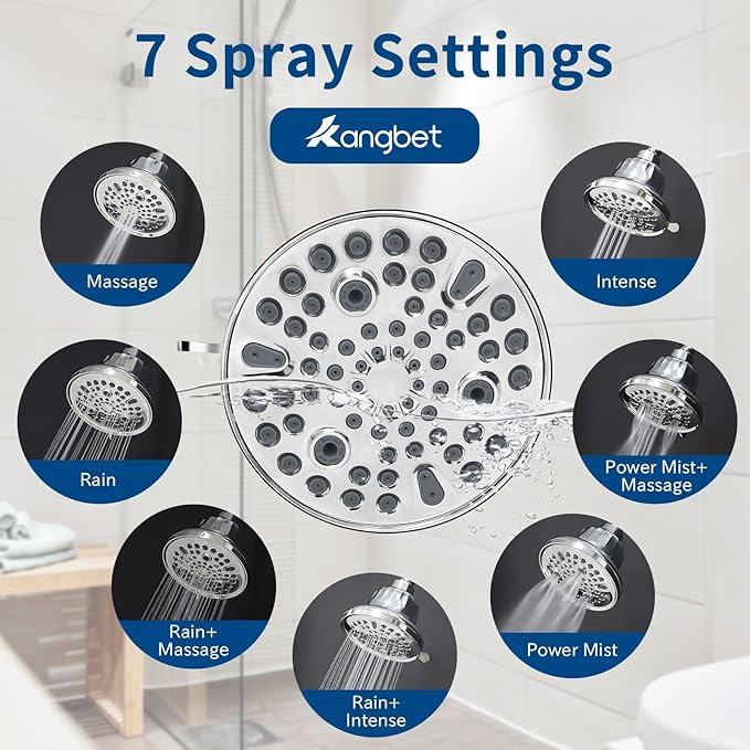 Filtered Shower Head, Water Softener Shower Head with Filter for Hard Water | High Pressure Filtered Head for Healthier Hair Skin Reduce Hair Shedding, Protect Colored Hair, Soothe Dry Skin