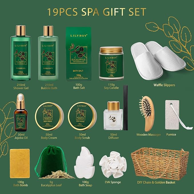 18-Piece Christmas Gifts for Women - Luxury Spa Gift Basket Set Bath and Body Care Kit for Women & Men | Perfect Gift for Mother's Day Fathers Day Birthday Gifts Great for Holidays & Special Occasions