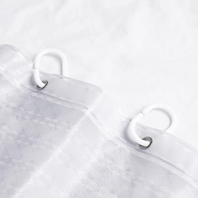 NTBAY EVA Semi-Transparent Clear Shower Curtain with Diamond, Water-Repellent Liner with 3 Magnets for Bathroom, 72x72 Inches