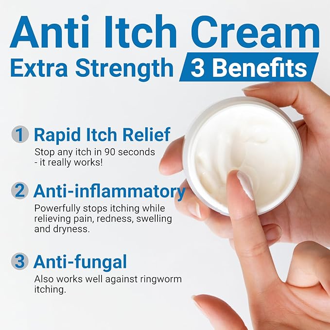 ishancare Anti Itch Cream Extra Strength, Oatmeal Soothing Skin Itch Relief Ointment for Rash, Dermatitis, Eczema, Psoriasis, Hives, Sun, Bites, Poison Ivy, Large Can 3.5 oz