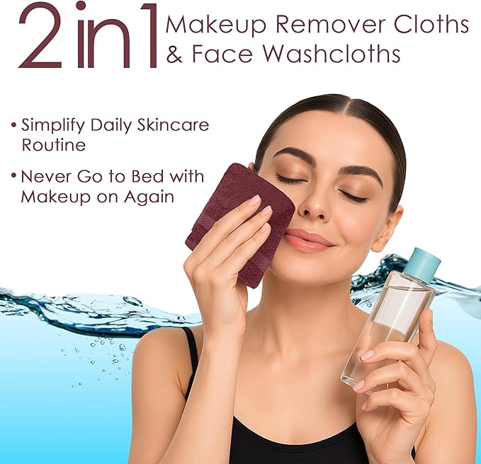 DAN RIVER 12-Pack Premium 100% Cotton Pomegranate Face Towels – Reusable Face Towel Set, Soft & Absorbent Luxury Wash Cloths for Bathroom & Body – Hand and Face Towels, 550 GSM (12x12 in)