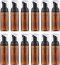 2 Oz Empty Foam Pump Bottle (12PCS) Travel Foaming Soap Dispenser for Hand Soap, Lash Shampoo Cleanser (Amber)