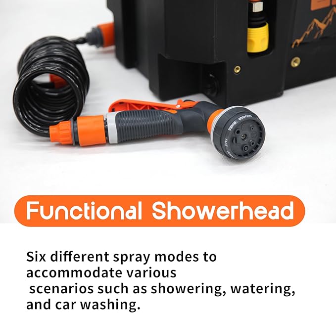 6.34Gallon/ 24L Self-Pressurized Water Tank with Hose and Sprayer, Water Storage Container Camping Shower for Overland Off-Road Vehicles, Pick-up Trucks,Outdoor Activities Water Supply