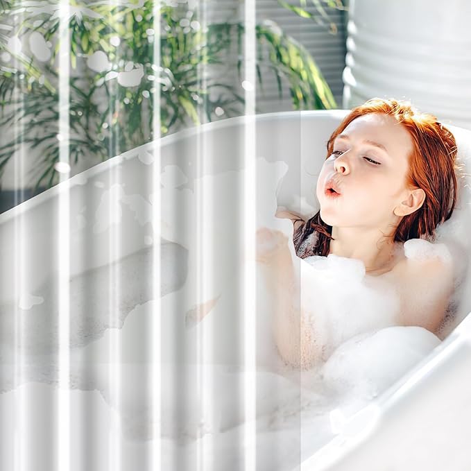 UFRIDAY Clear Shower Curtain Liner, PEVA Bathroom Curtain Liner with 5 Magnets, Waterproof Transparent Curtain for Bathroomfor Home or Hotel, 72 x 72 Inches