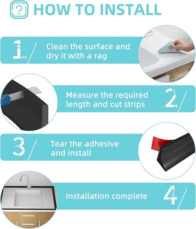 Shower Threshold Water Dam,Walk in Shower Water Guard, Shower Dam Water Barrier Bathroom Sink Splash for Dry And Wet Separation Caulk Seal Strip Edge Trim (98Inch, Black)