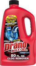 Drano Max Gel Drain Clog Remover and Cleaner for Shower or Sink Drains, Unclogs and Removes Hair, Soap Scum and Blockages, 80 Oz