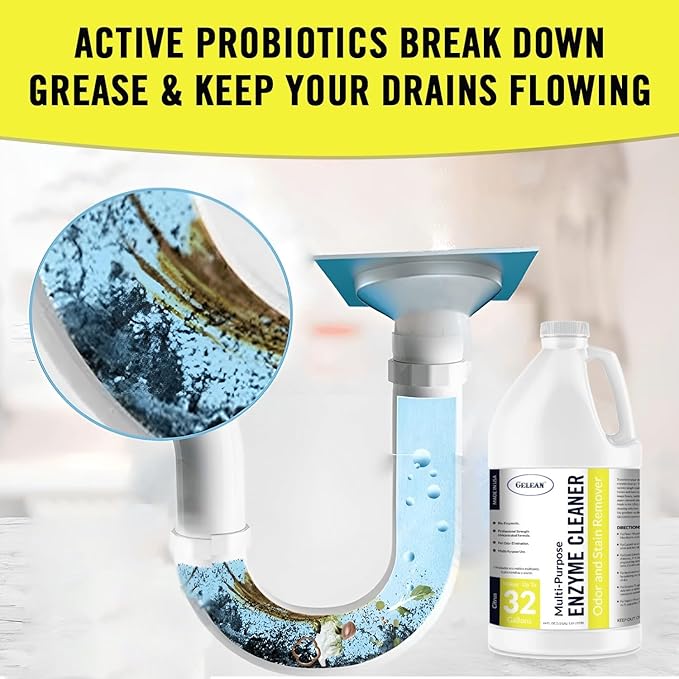 Multi-Purpose Probiotic Enzyme Citrus Cleaner, 64oz - Pet Stain and Odor Remover - Concentrated - Professional & Home Strength Drains, Floors, Bathrooms, Toilets Trash Can, Made in USA