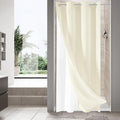 MitoVilla Ivory Waffle Small Stall Shower Curtain Liner Set 36 x 74, No Hooks Required Half Size Narrow Fabric Cloth Shower Curtain Set with Snap-in Liner for Modern Bathroom Decor, Ivory/Beige