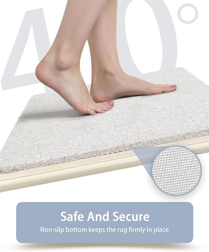 Mecko Loofah Bath Mat for Tub - Quick-Dry Non-Slip Shower Mat, Extra Thick Textured Grip Bathtub Mat for Bathroom and Shower Floor, Indoor/Outdoor Use for Wet Areas (White, 17"x47")