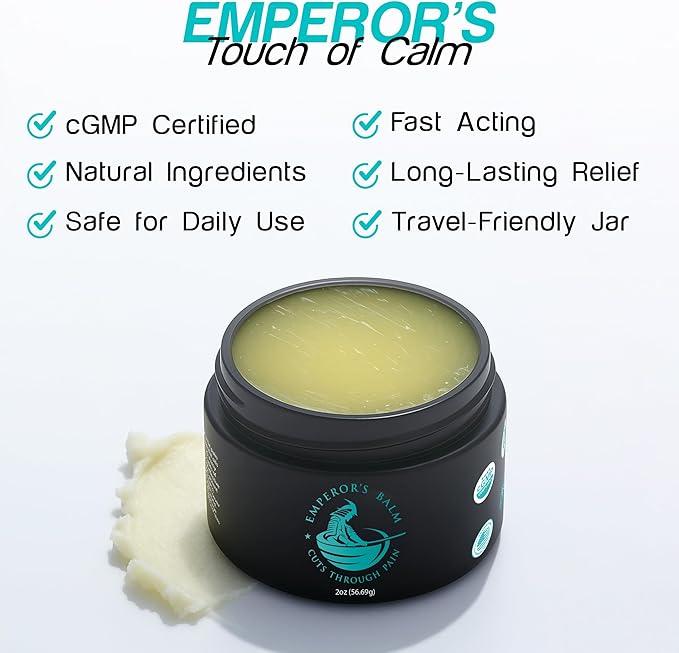 The Emperor's Balm Muscle Pain Relief Cream – Fast-Acting, Non-Greasy, Long-Lasting Natural Formula – Soothing Rub for Back, Shoulder, Neck, Knee & Joints – Whole Body - 2oz
