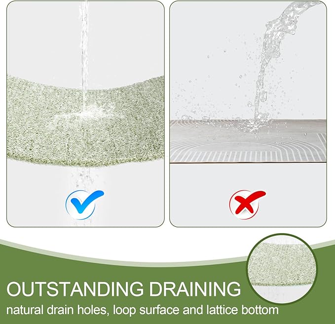 Joyhalo Shower Mats for Showers Anti Slip for Elderly, 30'' x 17'' Non Slip Bath Mat for Inside Shower, Bath Tub Mats for Bathroom Non Slip for Shower, PVC Loofah Bathroom Mats, Mint Green