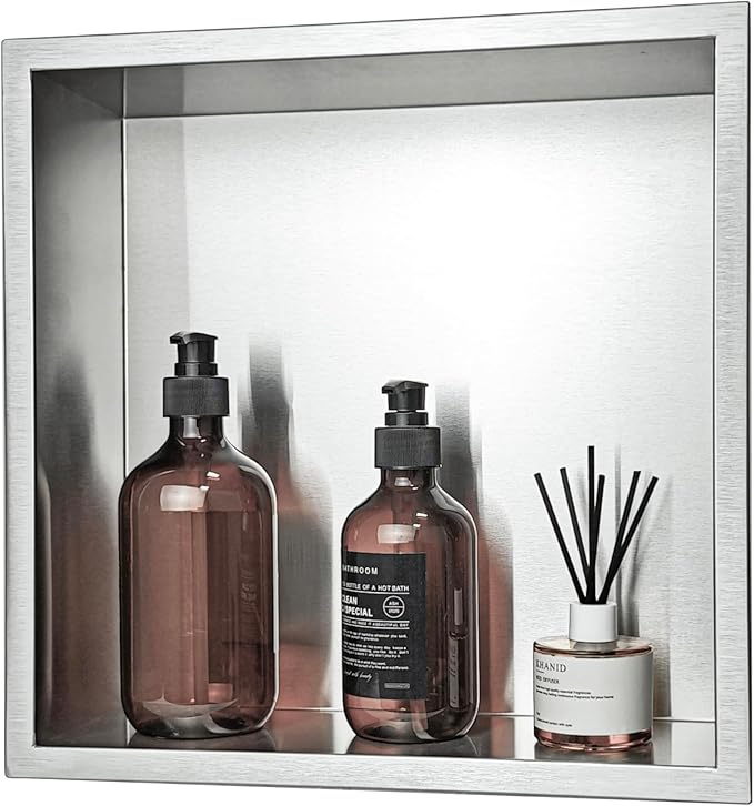 No Tile Needed Shower Niche for Bathroom Storage,Recessed Wall Niche,Shower Shelf,Stainless Steel (Brush, 12 * 12 in)