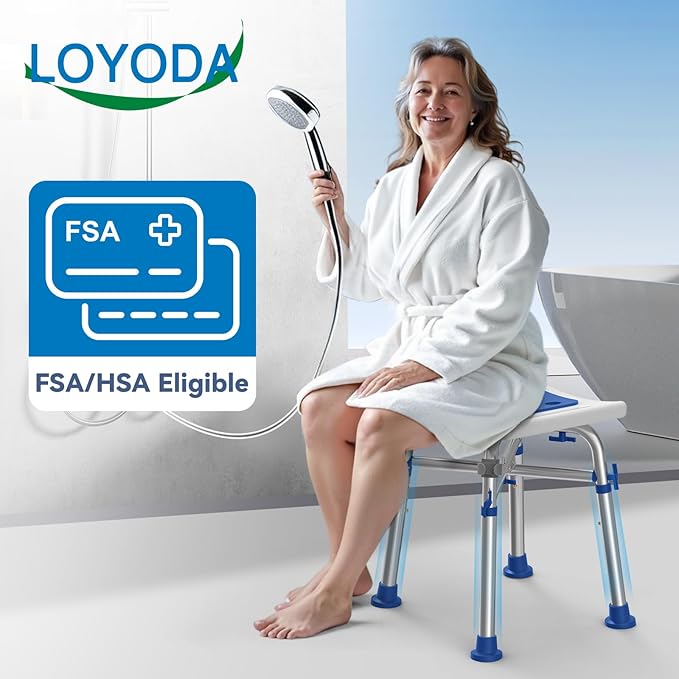 FSA/HSA Eligible Heavy Duty Shower Chair for Inside Shower, 500lb Weight Capacity, Height-Adjustable Shower Bench with Padded Seat, Shower Stool Suitable for Elderly and Disabled