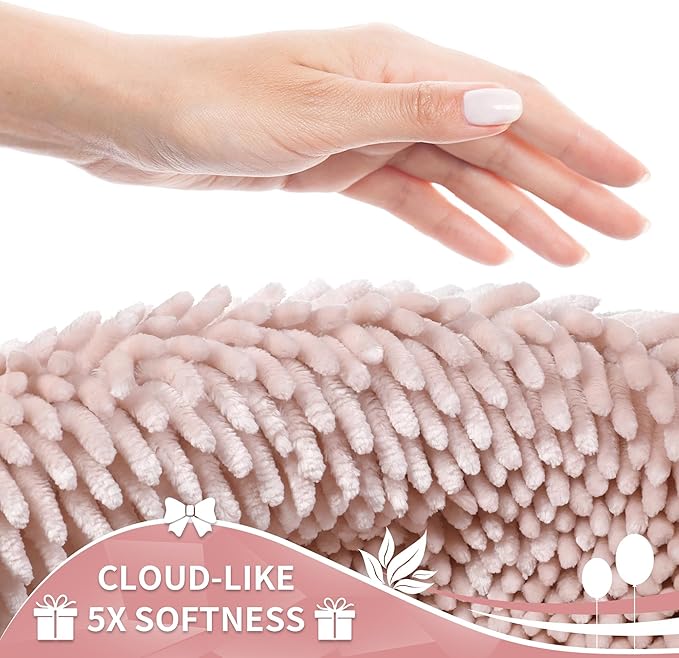 Yimobra Large Bathroom Rug Non Slip 36x24 Inch, Extra Thick Soft Absorbent Chenille Bath Mat, Machine Washable Quick Dry Bath Rugs for Bathroom Floor, Tub and Shower, Home Decor Accessories, Pink