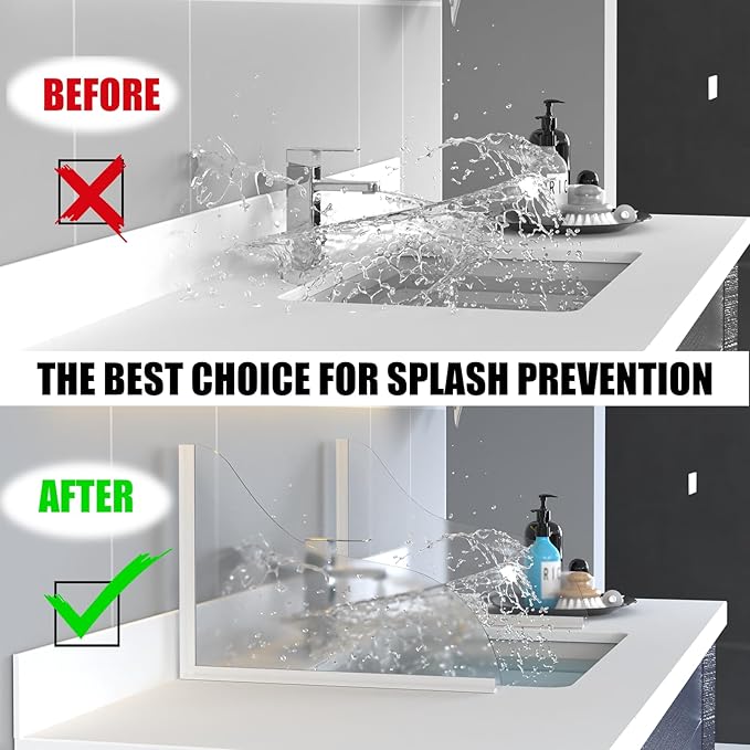Shower Splash Guard Kit - Large Size Thickened Water Blocker with Extra-Strong Adhesive for Walk-in Shower/Bathroom/Bathtub/Kitchen Sink - Acrylic Plate Pack of 2(10"x12")