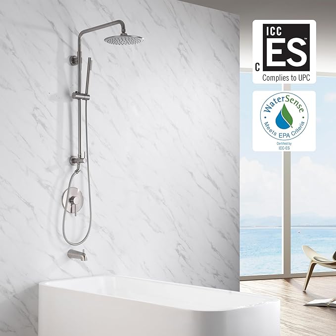 sumerain Brushed Nickel Retrofit Shower Systems with 9 Inch Rain Shower Head