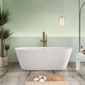 67" Premium Solid Surface Freestanding Bathtub, Upgraded Oval Stone Resin Soaking Tub with Overflow and Pop-up Drain, Matte White