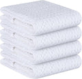 Native Fab 4-Pack Premium Waffle Kitchen Towels with Hanging Loop 16x26 inches, Soft Absorbent, Cotton Dish Towels for Cleaning Drying Dishes, White