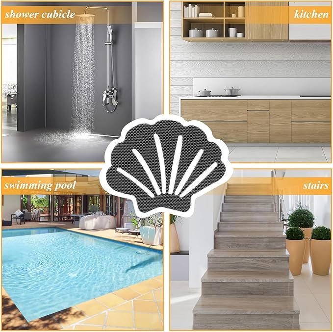 Bathtub Stickers Non Slip, Shell Shaped Tubs Safety Shower Treads, Adhesive Sticker for Bathroom Bathtub, Shower Floor,Grey (30Pcs)