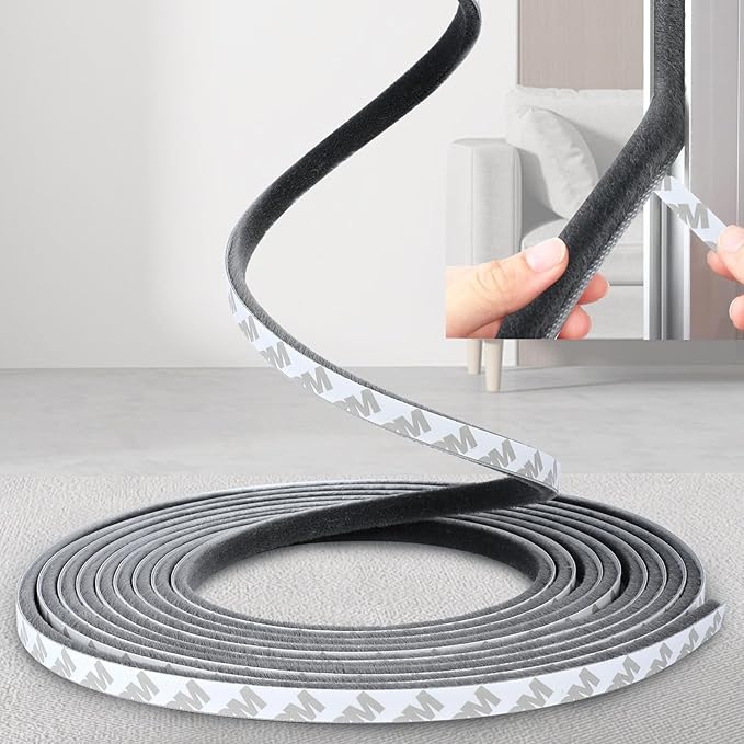 Durable Self-Adhesive Weather Seal for Doors and Windows, 33 Ft Gray, 0.35" Wide x 0.35" Thick - Soundproof, Windproof, and Draft Blocker