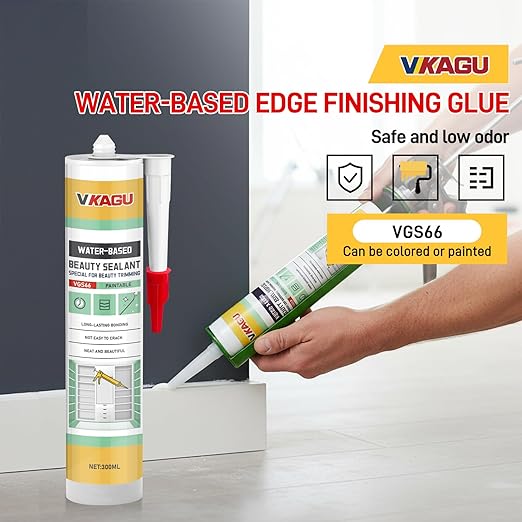 VGS66 Beauty Silicone Caulkfor Trim & Baseboards - Flexible Interior Gap Filler for Crown Molding, Door Frames & Woodwork - Easy Water Clean-Up, Paint-Ready in 30 Mins, White