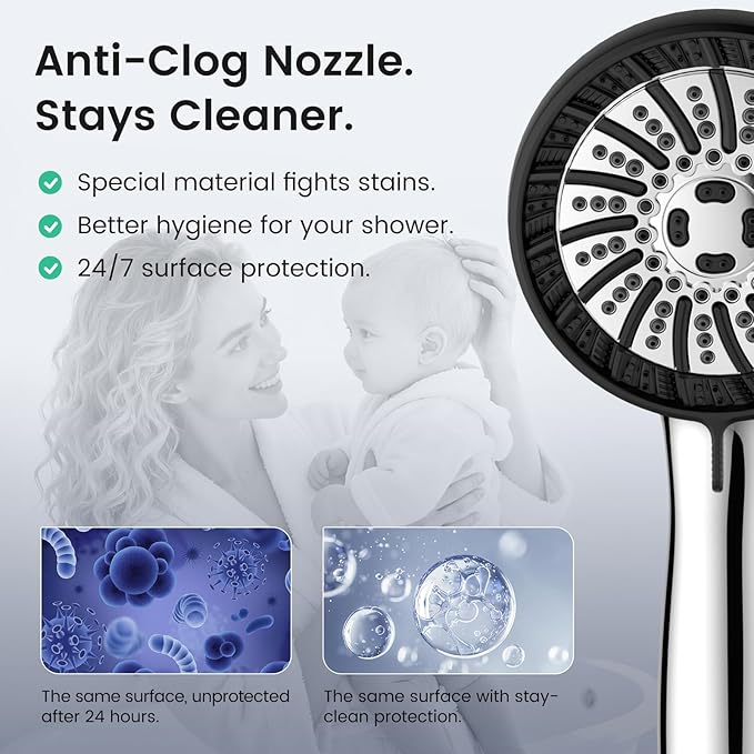 Filtered Shower Head with Handheld, High Pressure 8 Spray Showerhead with Filters & Upgraded Detachable Shower Head, Water Softener Filters Beads for Hard Water -Remove Chlorine