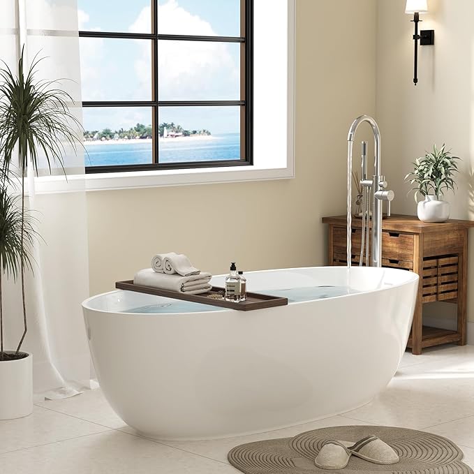 Freestanding Bathtub Faucet, Floor Mount Bathtub Faucet with 2 Water Outlet Mode, Swivel Gooseneck Spout with Hand Shower, Brass Single Handle Tub filler, Max Flow Rate 7.4 GPM,Brushed Nickel