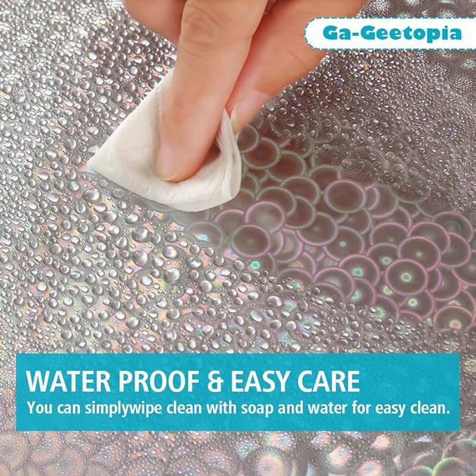 Ga-Geetopia Holographic 3D EVA Shower Curtain Liner Circle, 72x72 Premium Medium Weight Clear Plastic Bathroom Shower Curtain with Rustproof Metal Grommets for Shower Stall, Bathtubs