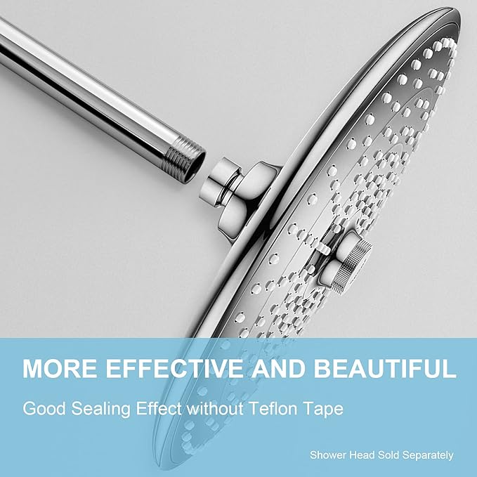 OFFO Shower Arm with Flange, 6 in Ceiling Mount Replacement Rain Shower Head Straight Arm Ceiling-Mounted For Fixed Shower Head & High Pressure Rain, Chrome