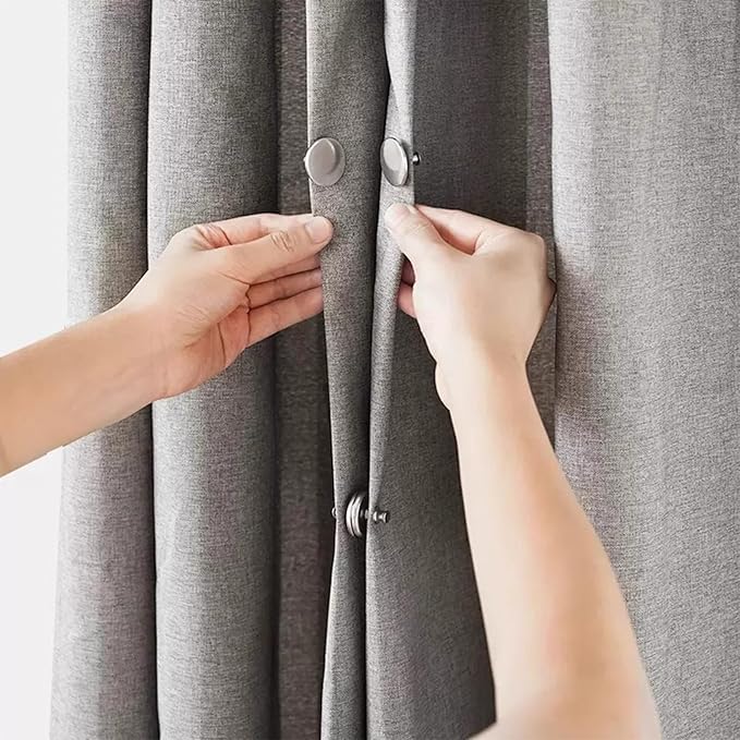 Curtain Magnets, Kaluofan 40Pairs Curtain Magnets Closure with 40Pairs Self-Adhesive Patch, Magnetic Curtain Clips Prevent Light Leaking, Keep Curtain Closed for Home Bedroom Bathroom Office Draperies